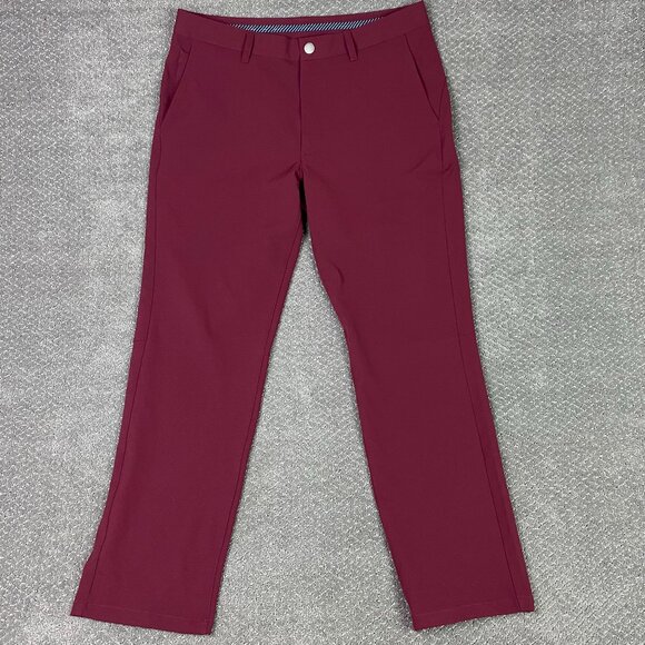 NWOT Bonobos Highland Tour Golf Pants Mens 35 x 32 Fit 36 x 31 Straight Burgundy - Picture 1 of 16